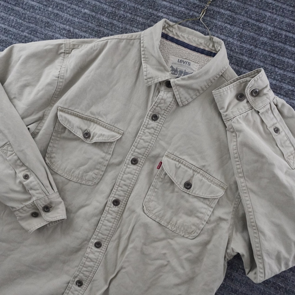 Levi's Work Shirt Mens Large Tan Sherpa Lined Canvas Button Up Jacket